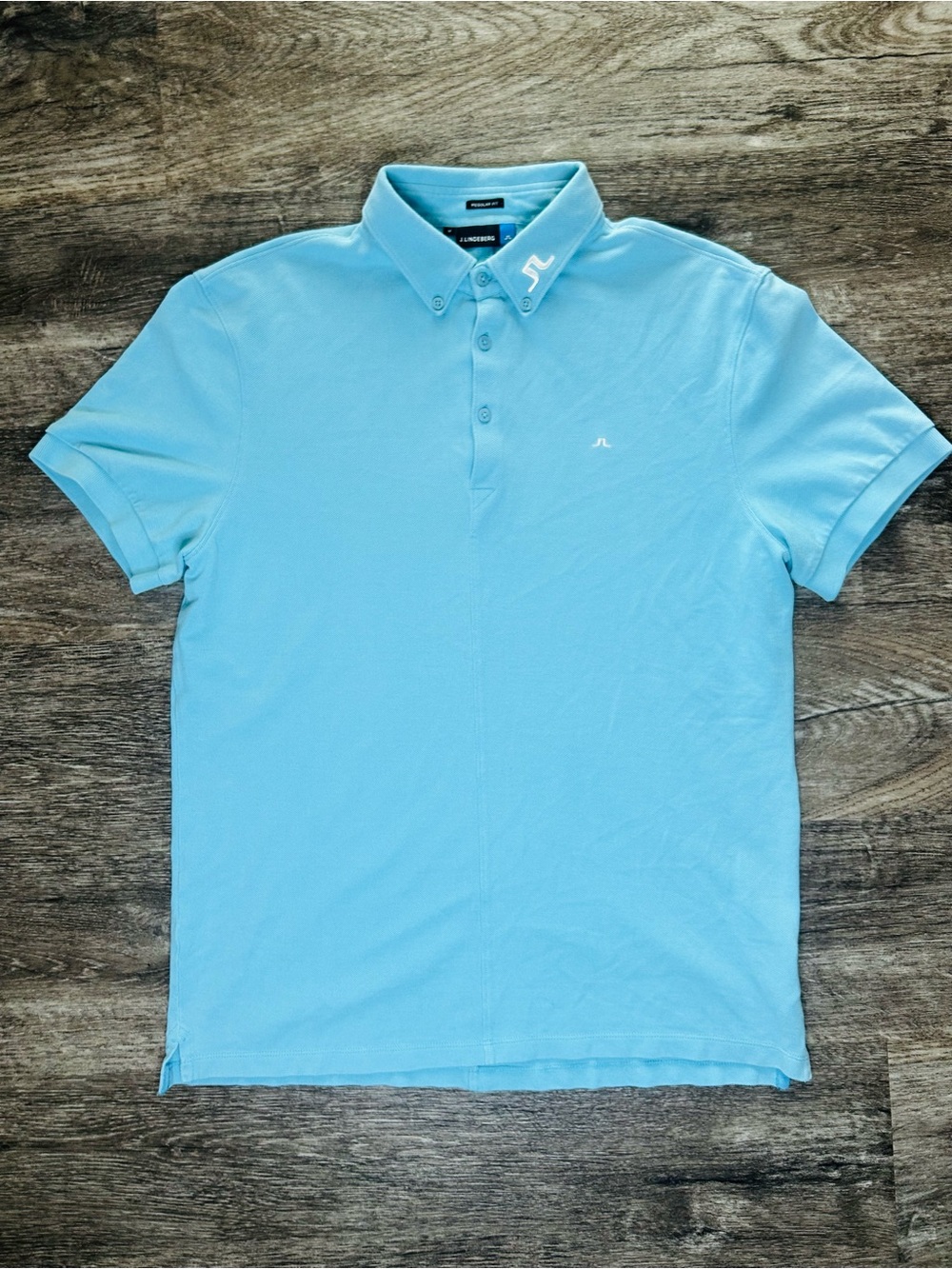 J.Lindeberg Men’s Sky Blue Button-Down Golf Polo